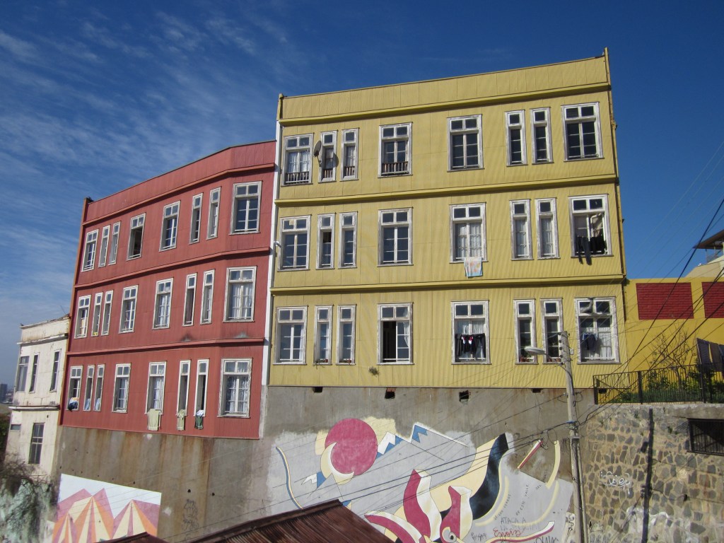 Picture shows a street in Valparaiso, Chile.