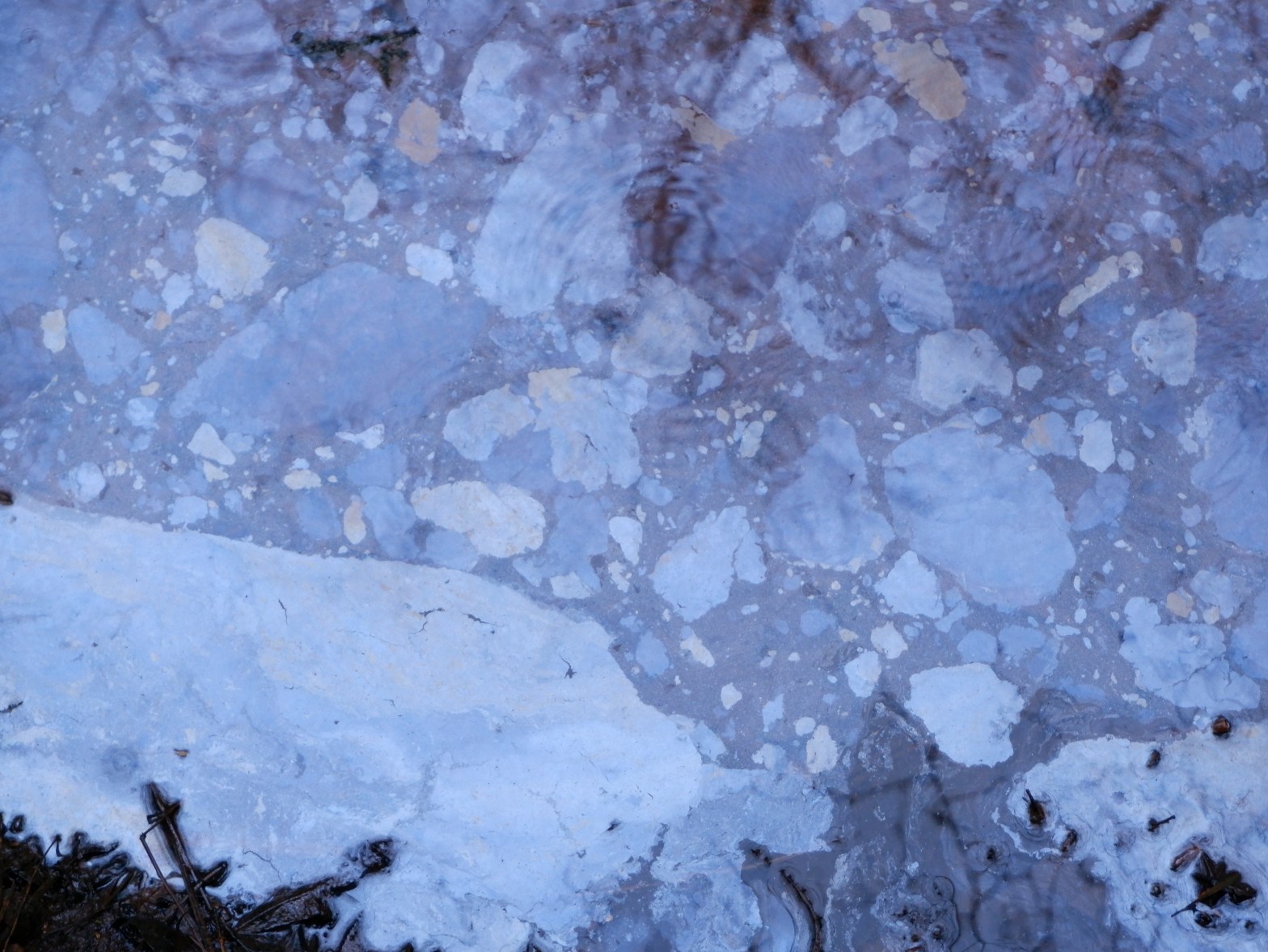 Oily reflections on a polluted waterway